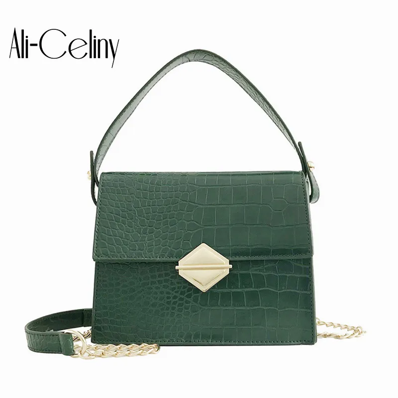 

2019 new fashion women's luxury handbag High Quality messager bag handbag shoulder bag Crocodile pattern portable square bag