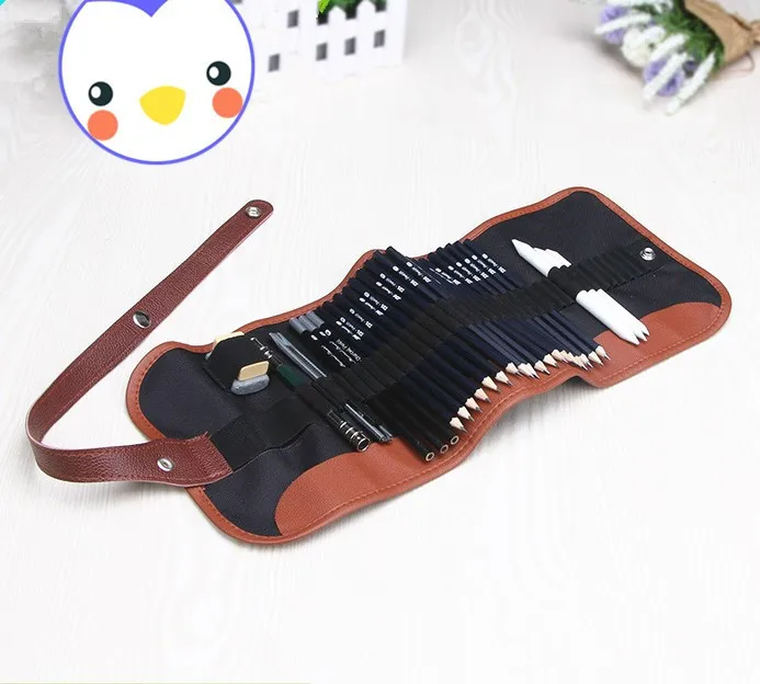 

Professional Sketch Pencil Set with Rolling Canvas Bag Multifunctional Drawing and Painting Tool for Students , Wholesale