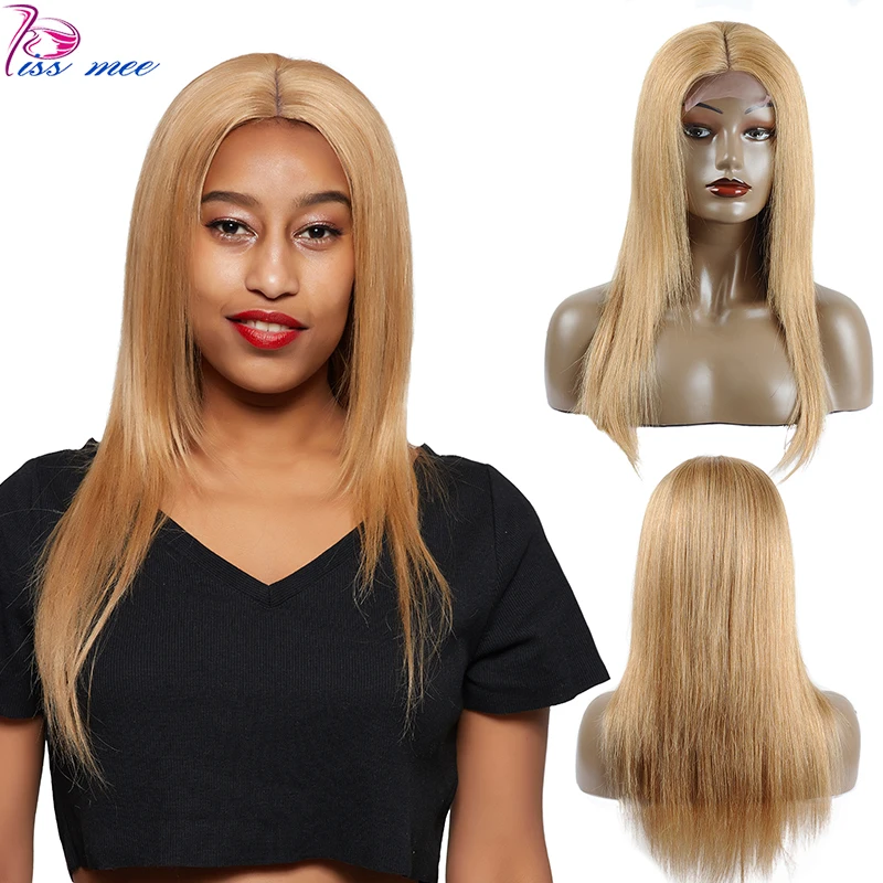 

Kiss Mee Blonde Human Hair Lace Front Wig Short Straight Bob Human Hair Wig 150 Density Brazlian Hair Remy Wig For Black Women