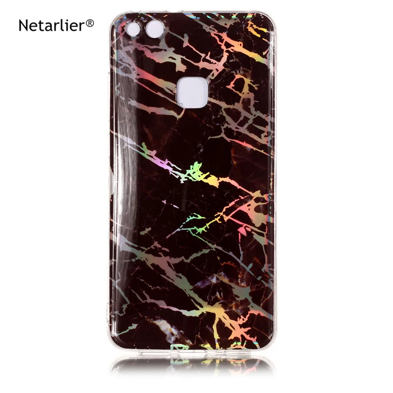 

Netarlier Case For Huawei P10 Lite Color Laser Pattern Marble IMD TPU Soft Case Glossy Back Cover Electroplating Bling Chrome