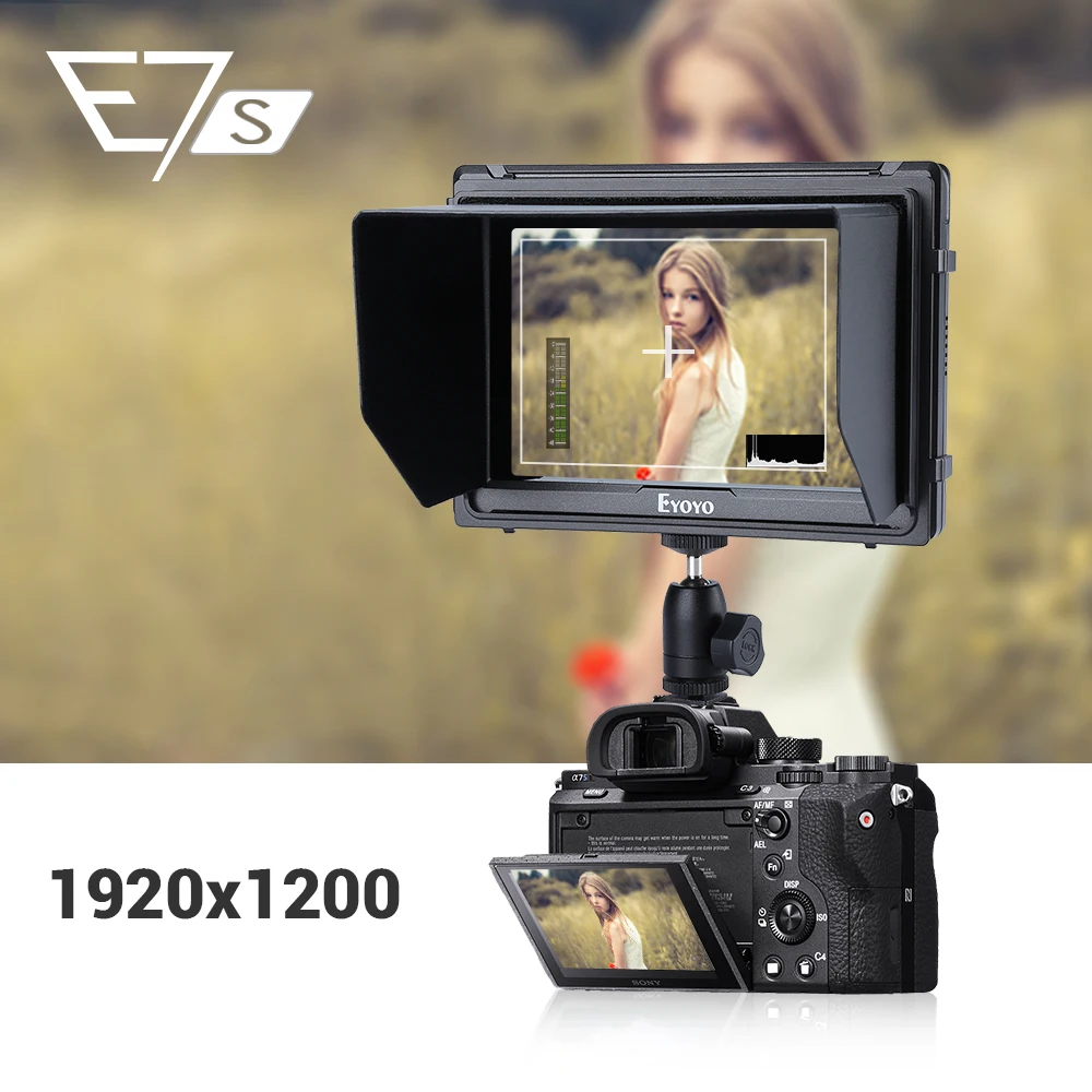 

Eyoyo E7S 7'' Ultra Full HD 4K 1920x1200 Field Monitor HDMI Slim IPS Monitor Video for DSLR Camera