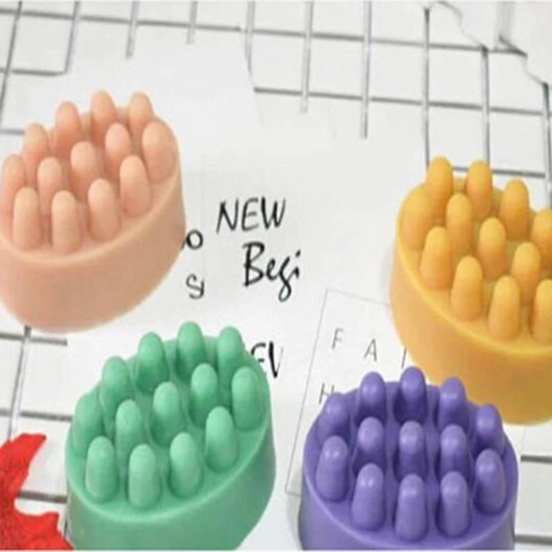 Green 4 Even Elliptical Massage Brush Soap Mold Silicone Soap Moldin