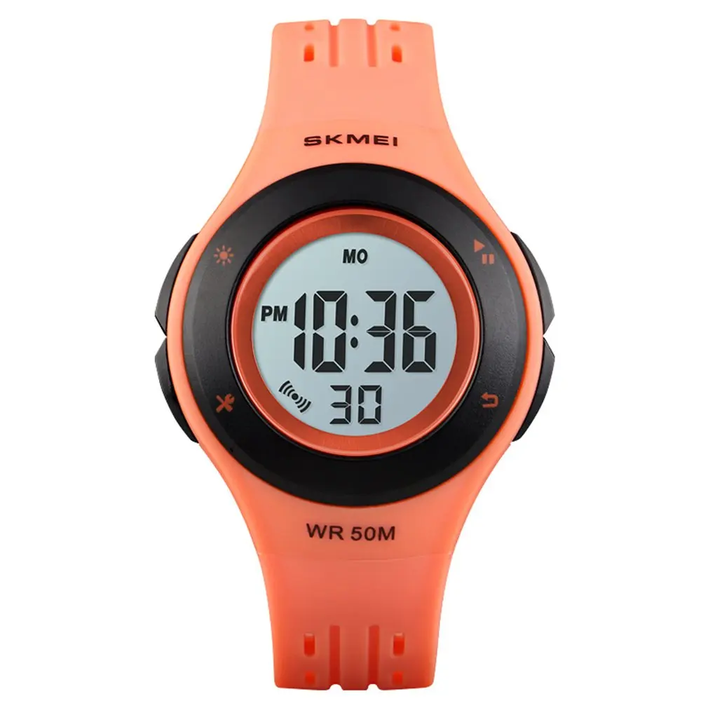 SKMEI 1455 детские часы многофункциональные светодиодные цифровые наручные часы 50 м водонепроницаемые спортивные часы для мальчиков и девочек будильник часы - Цвет: Кофе