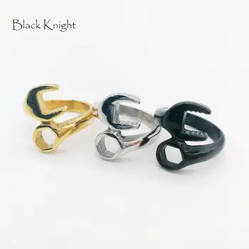 

Black Knight mens fashion Spanner rings Silver color Stainless steel wrench ring punk fashion jewelry rings for man BLKN0715