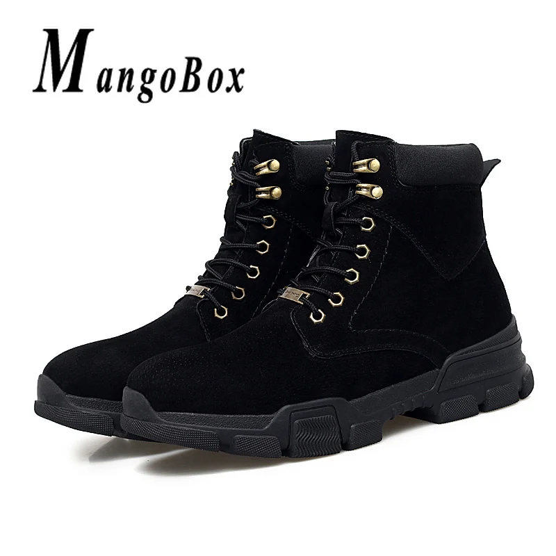 

Mans Martens Boots Gray Black Working Safety Boots For Male Comfortable Mens Winter Boots Lace Up Men Thick Sole Shoes