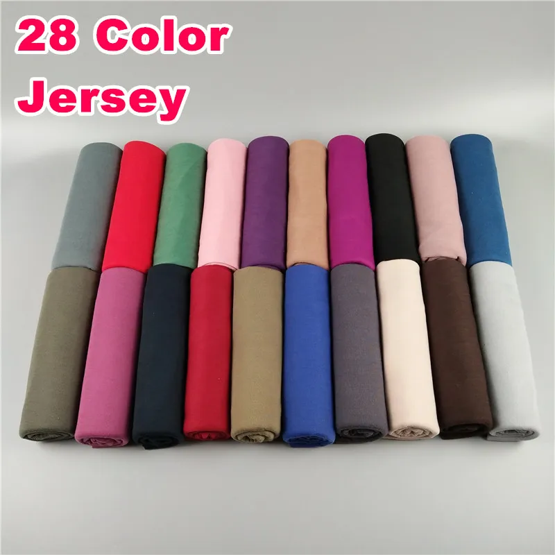 

100PCS High Quality Plain Jersey Hijab Scarf Cotton Elastic Islamic Shawl Winter Elastic Strechy Solid Muslim Hijab Wholesale