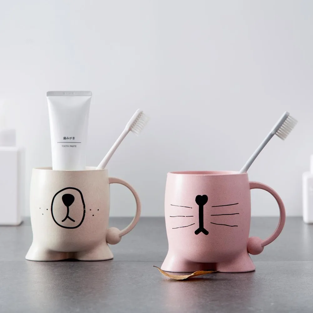 

OTHERHOUSE Cute Toothbrush Cup Bathroom Tumbler Household Milk Water Cups Bath Creative Mouthwash Gargle Cup Toothbrush Holder