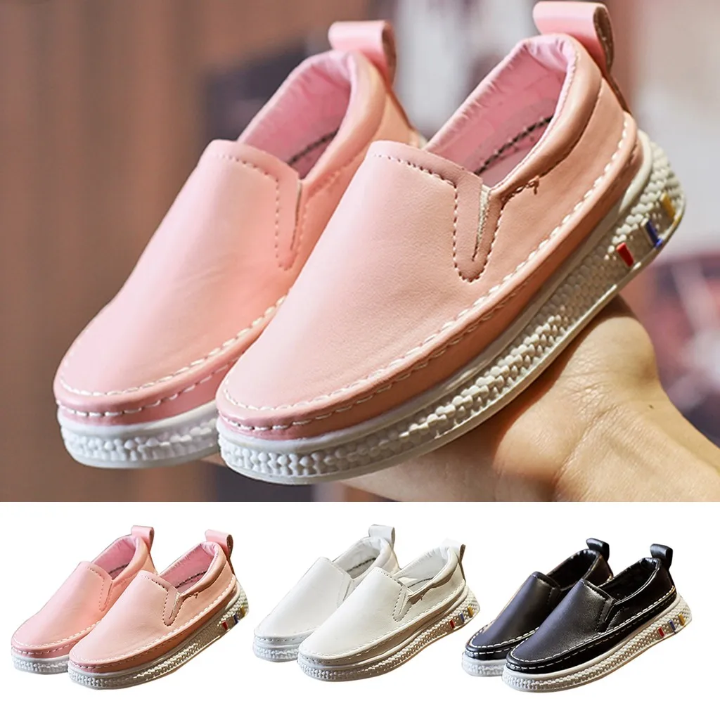 

MUQGEW Shoes for Girls Solid Leather Sndals Toddler Fashion Baby Lazy Shoes Child Boys & Girls Casual Slip-on Sport Summer Shoes
