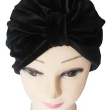 FOXMOTHER новая зимняя мода черный бархат мусульманский тюрбан после химиотерапии шапки женские