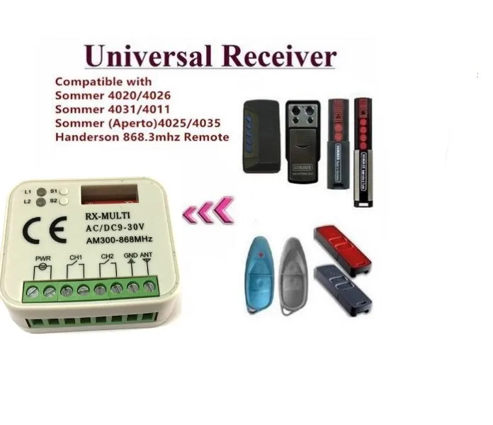 

2pcs for SOMMER 4020 4026 4031 4011 APERT0 868.3MHZ handsender remote controls 300-868MHz 2-channel Universal receiver