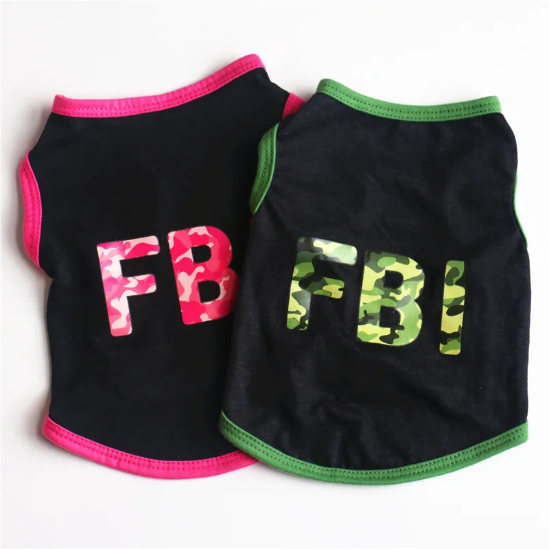 

FBI Pet Dog Clothes Soft Dogs Vest New Fashion Sports Cat Shirt Pet Clothing Spring/Summer Cool Sweatshirt Coats For Small Pets