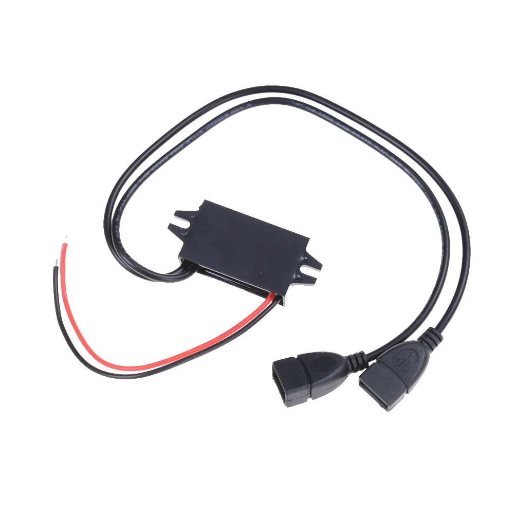 1pcs USB Output Jack Car Power DC Converter 12V Buck To 5V 3A Dual Regulator Voltage Step Down Module Power Supply New Sale