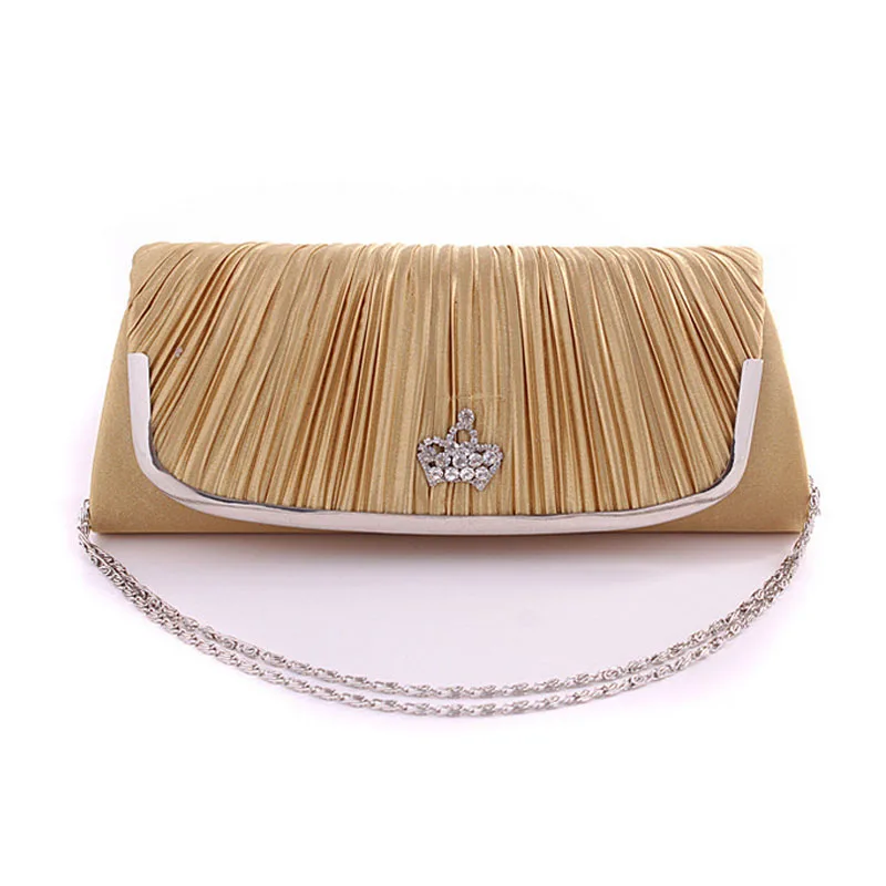 

New Women Evening Shiny Jewel Silver Satin Silk Handbags Ladies Wedding Clutches Party Bags Feminina bolsa mujere bolso XA685B