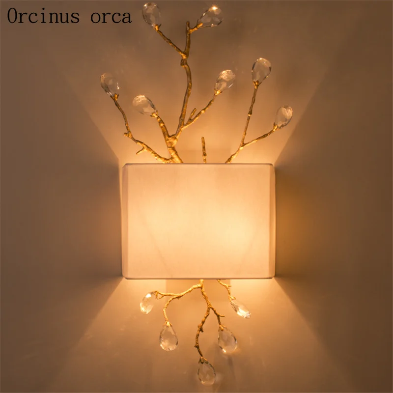 American antique branches crystal crystal wall lamp living room corridor bedroom bedside lamp French luxury iron art wall lamp American antique branches crystal crystal wall lamp living room corridor bedroom bedside lamp French luxury iron art wall lamp