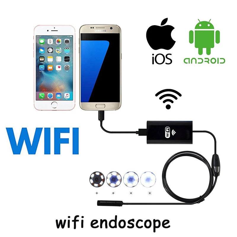 

8mm Wifi Endoscope Camera Hard Cable Wireless Endoscope Camera 720P Wi-fi Endoscope Waterproof Android iOS Smart
