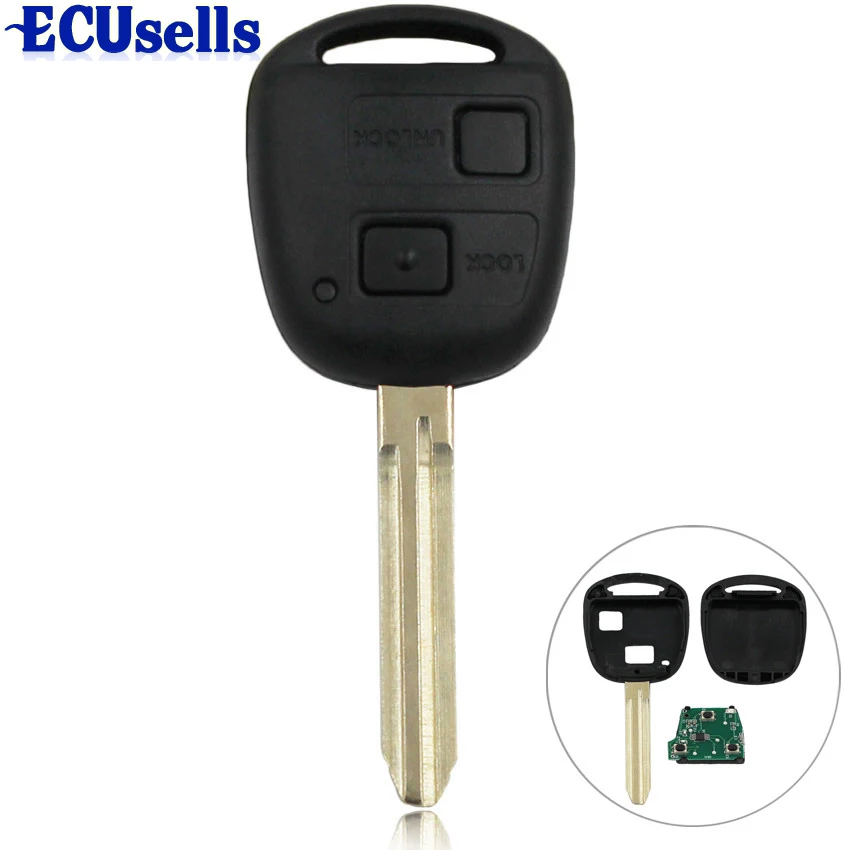 

Keyless Entry 2 Buttons Smart Remote Key Fob for Toyota Camry Prado Corolla 433MHZ with 4C Chip Inside TOY43 uncut key