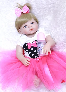 

NPK girl doll reborn 23"full body silicone reborn baby blonde hair doll gift toy bebe dolls com corpo de silicone menina boneca