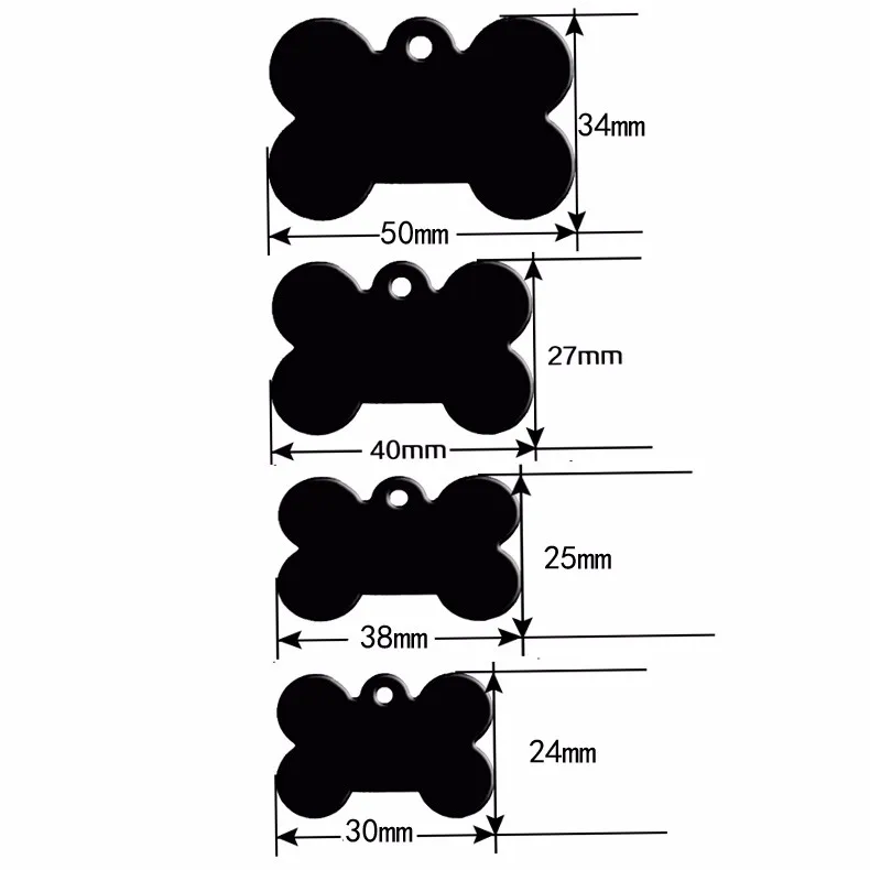 100 шт. ошейники для собак, ID ярлыки, имя кошки для собак, кошек, животных, в форме кости, бирка с гравировкой, алюминиевые дизайнерские аксессуары для питомцев