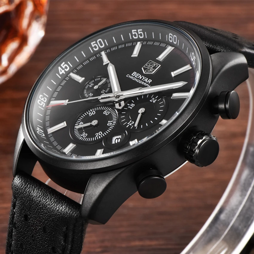 Reloj Hombre 2017 BENYAR Fashion Chronograph Sport Mens Watches Top Brand Luxury Military Quartz Watch Clock Relogio Masculino