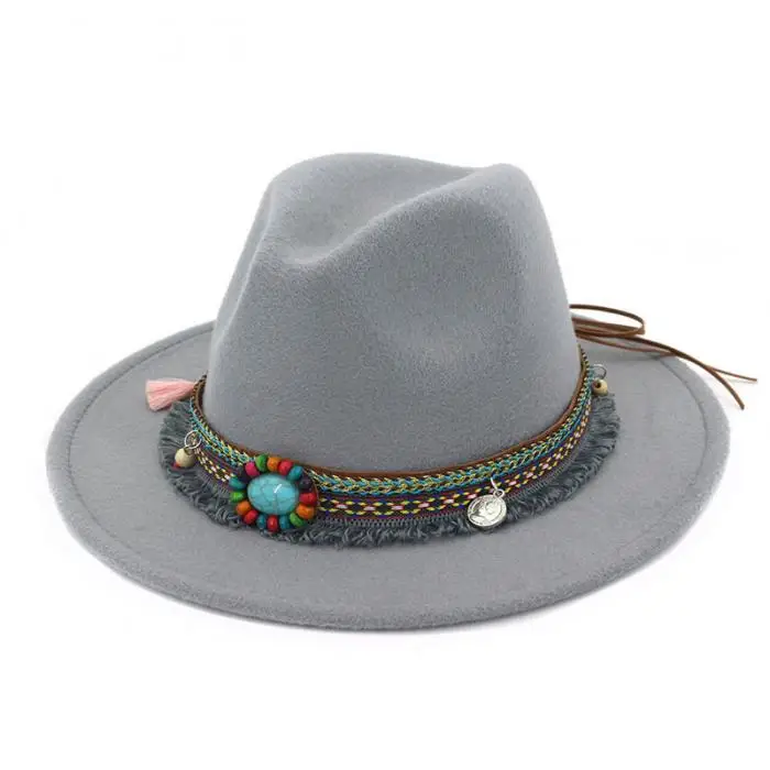 Новые женские Джазовые шапки Шляпы в богемном стиле шерстяные шляпы для весенний Летний пляж 19ing