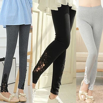 

Women Lace Flower Fitness Pant Leggings Slim Elastic Ankle Length Trousers