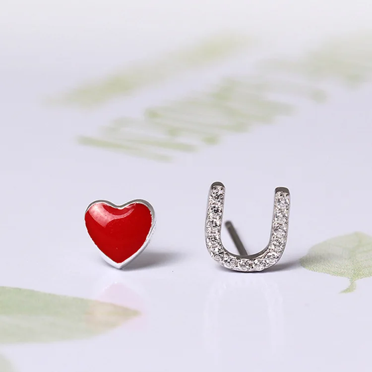 Серьги love U CZ 100% стерлингового серебра 925 пробы ювелирные изделия мода