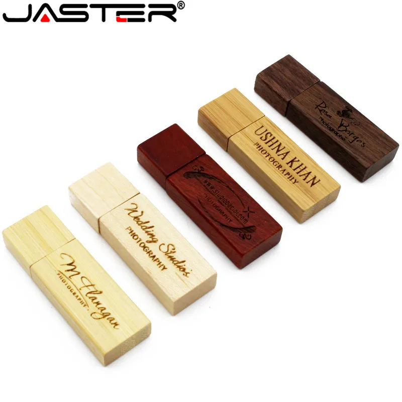 Дешевый JASTER логотип деревянная флеш карта usb 2,0 usb флеш накопитель Флешка 4 ГБ 8 ГБ 16 ГБ 32 ГБ U диск свадебный подарок бизнес