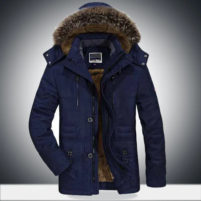 

Men Fashion Parkas Winter Thick Warm Men's Jacket and Coats Casual Plus Size 3XL Hooded Long Coat Outwears Plush fur collar coat