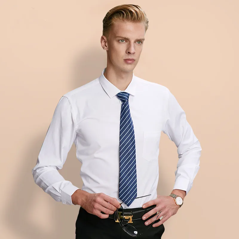 Cena Klasyczne mężczyźni koszulka z długim rękawem koszula twill biała sukienka koszula dla mężczyzn biznes na co dzień formalny strój do pracy odzież Plus rozmiar 8XL 7XL 6XL