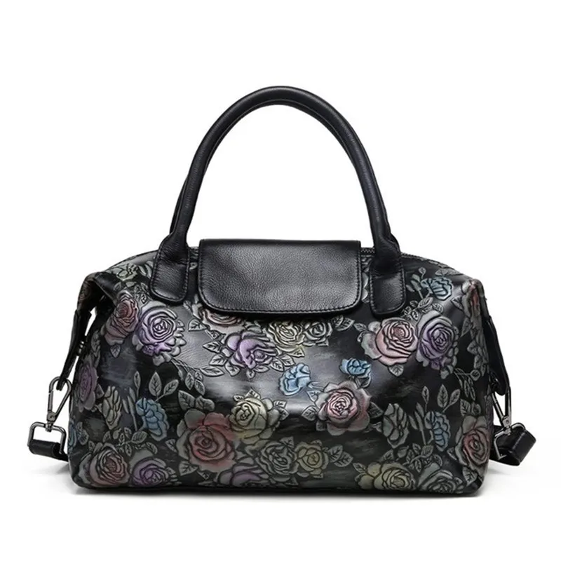 

Genuine Leather Women Bag Luxury Designer Women's HandBags Fashion 3D Floral Printing Handbag Soft Cow Leather Messenger bags