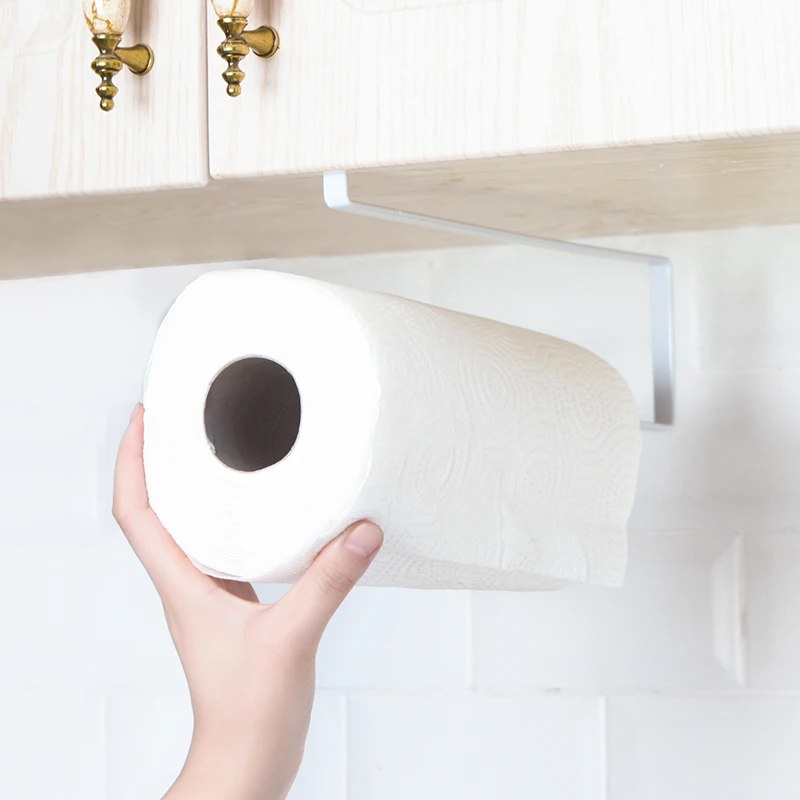 2Pcs/lot Iron Kitchen Tissue Holder Hanging Bathroom Toilet Roll Paper Holder Towel Rack Towel Shelf Cabinet Door Hook Holder