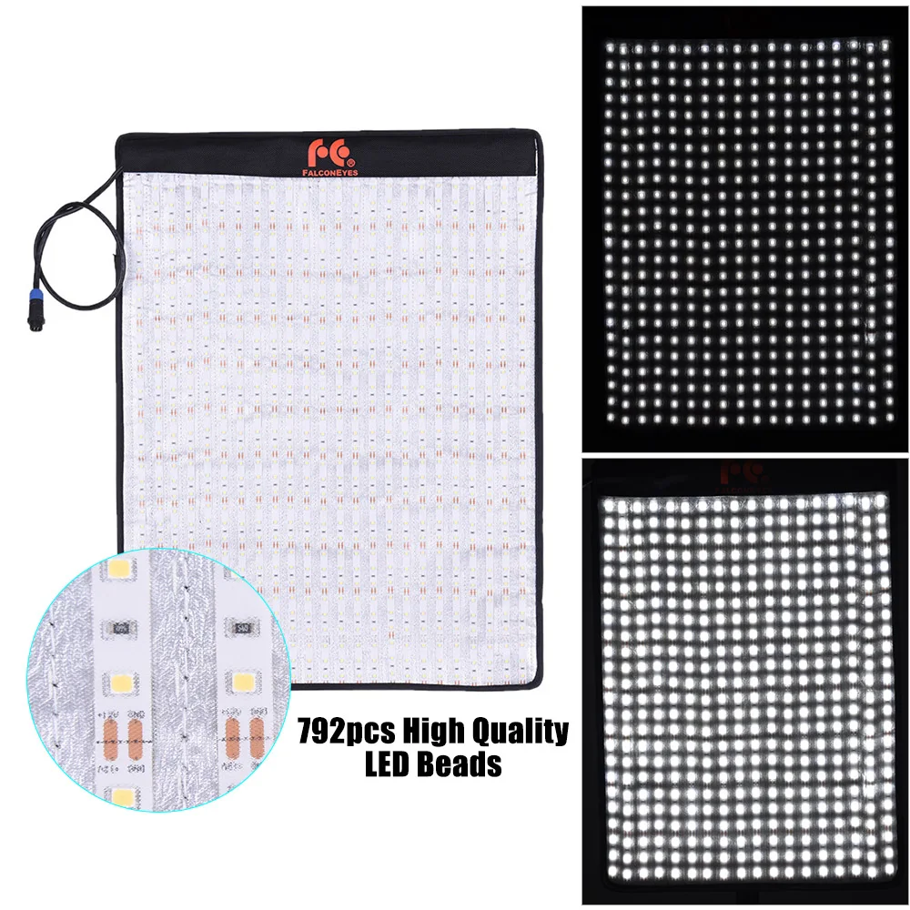  FalconEyes RX-18T 792pcs LEDs 62W Foldable Rollable Cloth LED Video Light CRI93 Photography Fill-in
