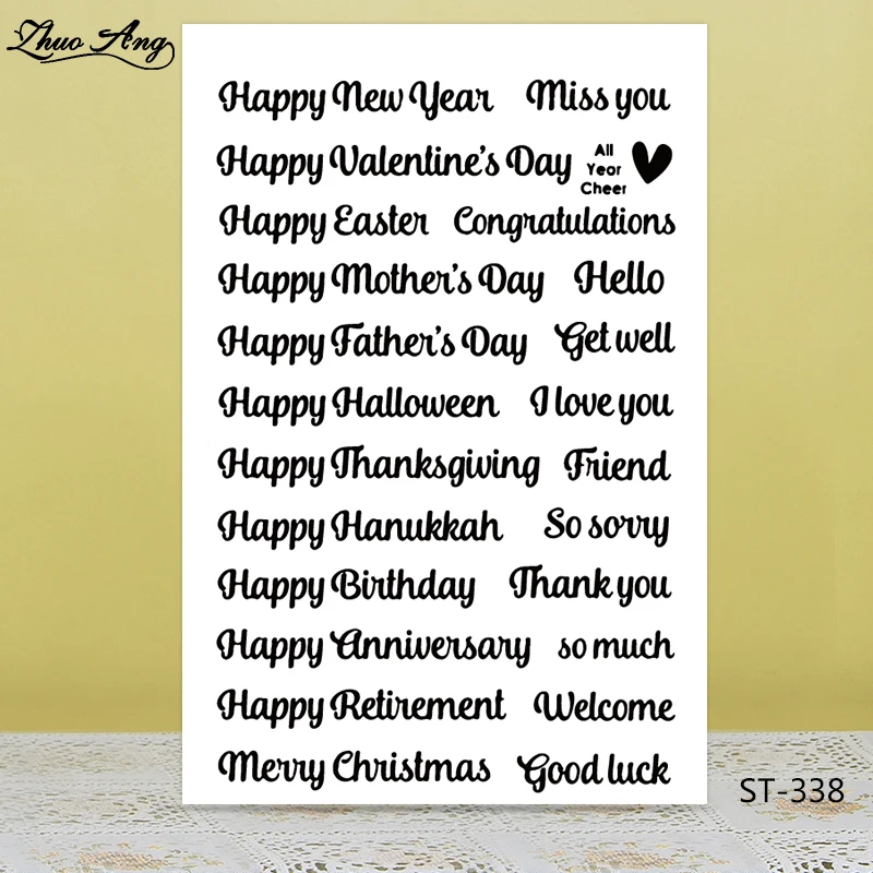 

ZhuoAng Various Festival Blessings Clear Stamps For DIY Scrapbooking/Card Making/Album Decorative Silicon Stamp Crafts