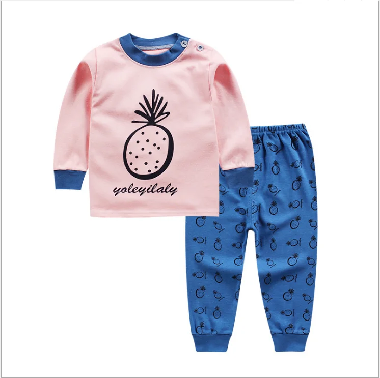 Весенне-осенне-зимний детский хлопковый комплект нижнего белья, осенняя одежда два предмета для детей 2-5 лет