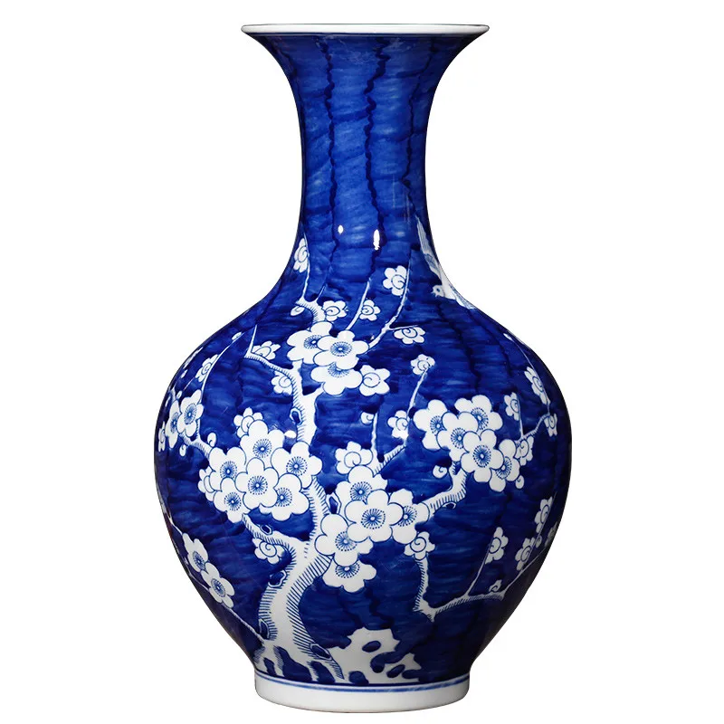 RK641 Chinesisches Vase Porzellan bemalt blaue Blüten China Korea 