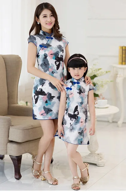 2016 Matching Mother Daughter Dresses Chinese Cheongsam Qipao Mandarin ...
