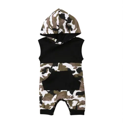 

Newborn Baby Boys Kids Camouflage Sleeveless Romper Jumpsuit Pants Outfits Clothes Size 0-24M