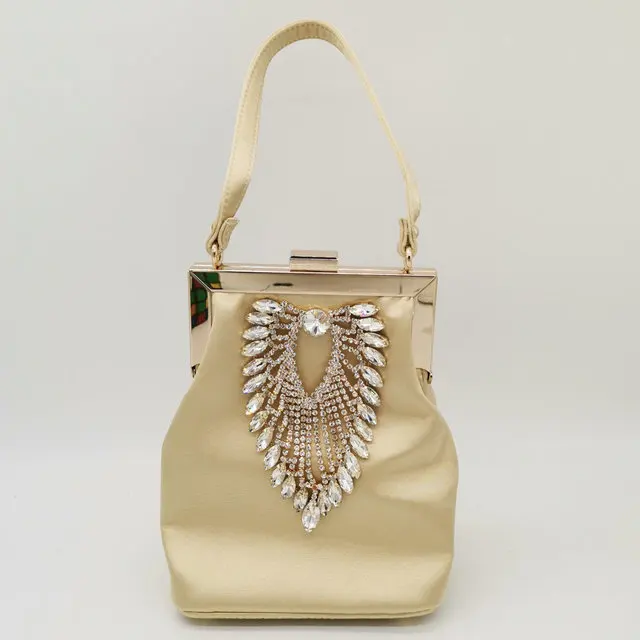 Gold Evening Bag Boutique De FGG Diamond Для женщин атлас вечерние сумочки Сумка свадебный коктейль из металла сумка-клатч Люкс Кристалл сумки-клатчи сумка - Цвет: Gold Evening Bag