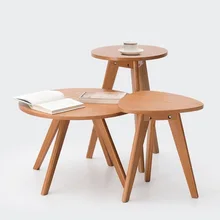 Solid wood coffee table round small table simple sofa side table Nordic side table renmen side table walnut