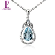 LP Алмазный драгоценный камень, твердый 18K 750, белое золото, натуральная подвеска(кулон) цвета морской волны, камень, ювелирные изделия для женщин, Мартовский подарок на день рождения