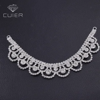 

10pcs/lot shiny glass rhinestones flower evening bridal dress sew on necklines for clothings sewing DIY patches silver plated