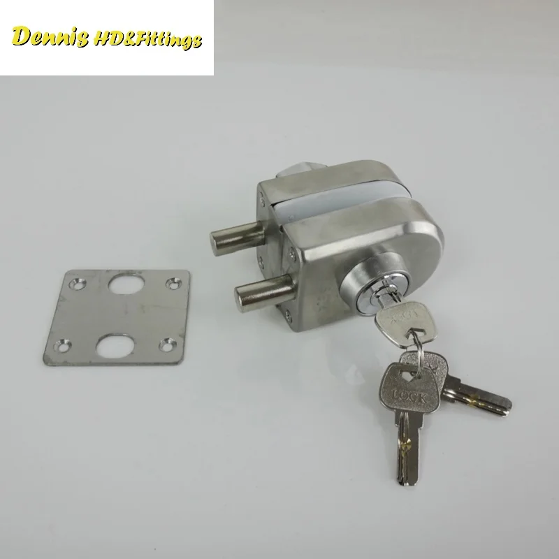 

Premintehdw 304 Stainless Steel Entry Gate 10-12mm Glass Swing Push Door Lock Locks W Key Thumb Turning