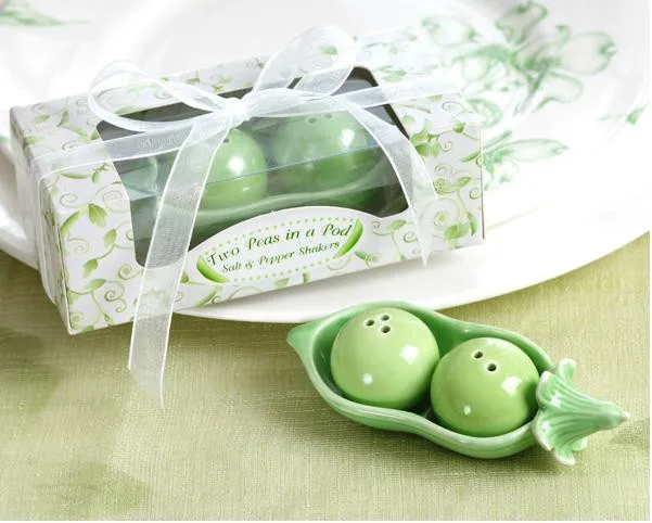 Hot Selling Two Peas in a Pod - Ceramic Salt &amp Pepper Shakers Ivy Print Gift Box -100 sets =200 pcs pack | Дом и сад