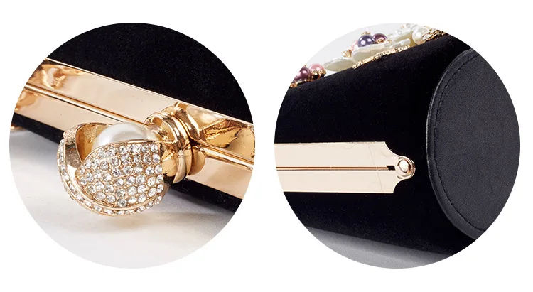 Ladies Velvet Clutch Pearl Crystal Evening Bags Women Velour Party Wedding Hand Bag Bridal Luxury Mini Day Purse Bolsos