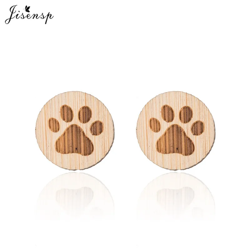 Pet Paw Wood Earrings