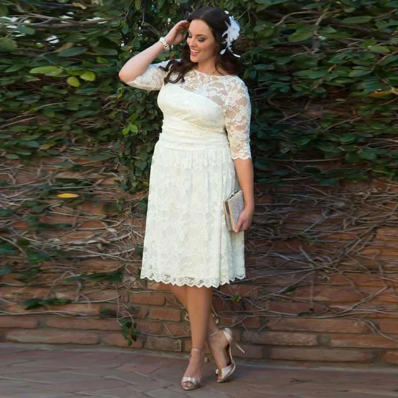 Aliexpress.com : Buy Hot Sale Tea Length Plus Size Wedding Dresses Half