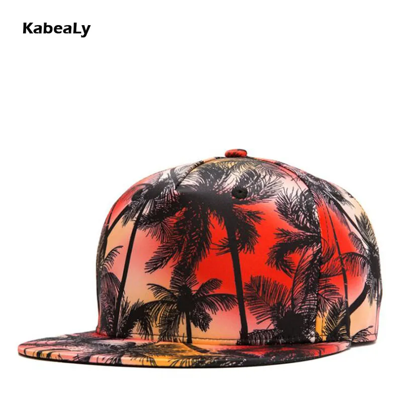 Fashion Summer men & women Outdoor Sport Stylish Coconut Tree 3D Printing Baseball Hat UV Protect Snapback Casquett Hip hop Cap |