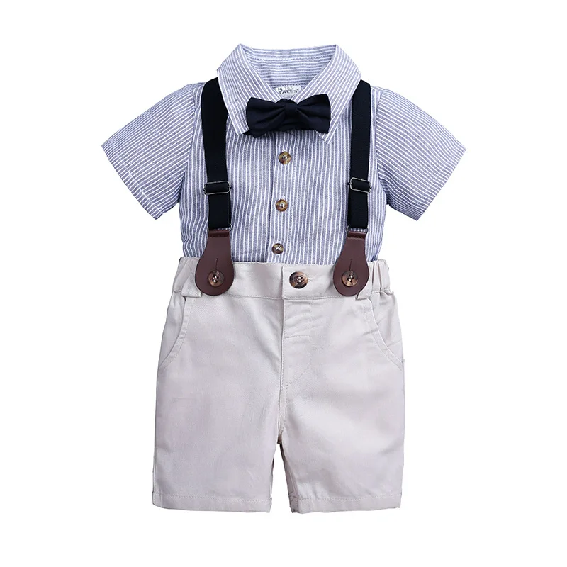 New Summer Toddler Baby Boys Clothing Sets Short Sleeve Bow Tie Shirt