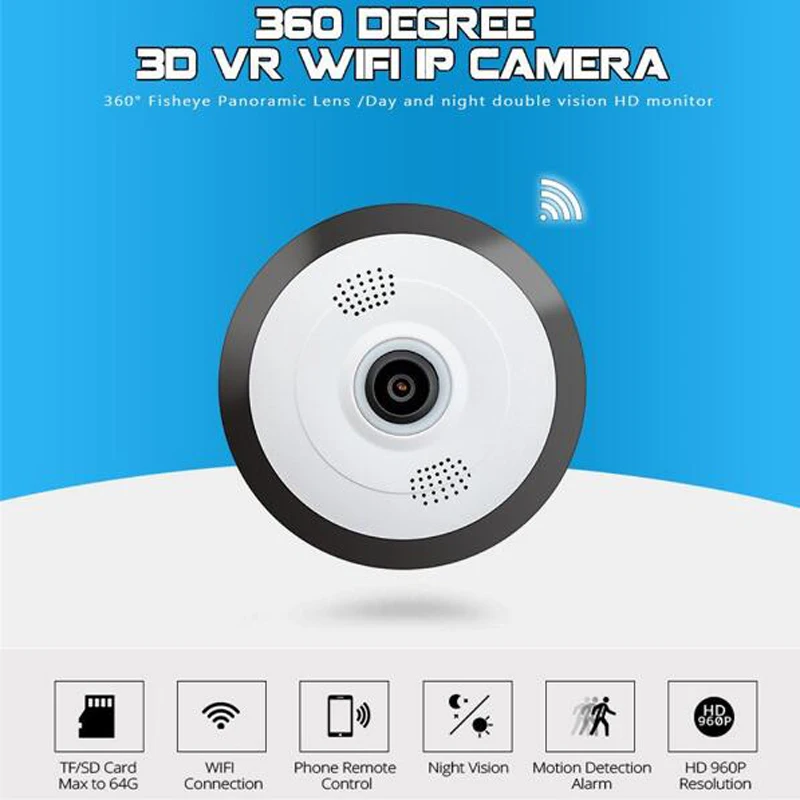 

Wireless 960P Wifi Ip Camera 360 Degree Panoramic Home Security Mini Camera Fisheye Surveillance Cameras Night Vision Camera