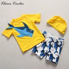 Детская одежда для купания; коллекция года; сезон лето; одежда с объемным рисунком акулы; купальный костюм для малышей; раздельный купальный костюм для мальчиков; Солнцезащитная одежда; UPF50+ детская пляжная одежда